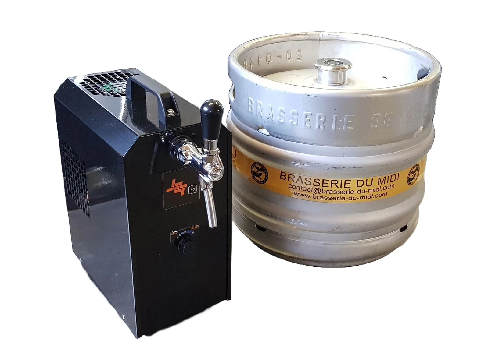 Tireuse à bière noire avec fût inox de la Brasserie du Midi – location pour événements à Toulouse